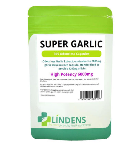 Garlic 6000mg Odourless Capsules Super Garlic (365 pack) - Authentic Vitamins