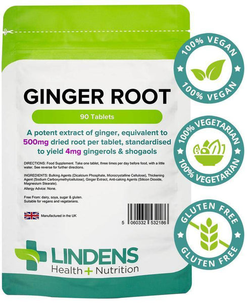 Ginger Root 500mg 90 Tablets - Authentic Vitamins