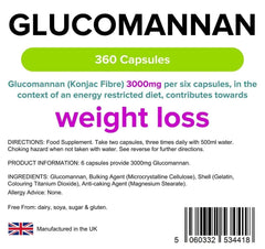 Glucomannan (Konjac Fibre) 500mg Capsules (360 pack) - Authentic Vitamins