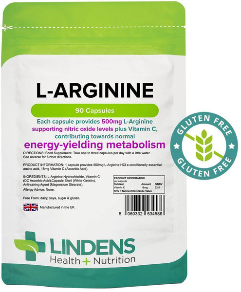 L-Arginine 500mg Capsules (90 pack) - Authentic Vitamins
