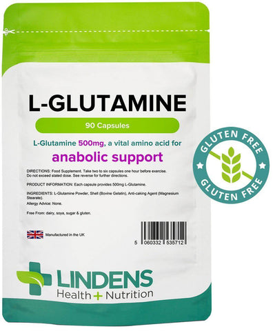 L-Glutamine 500mg Capsules (90 pack) - Authentic Vitamins