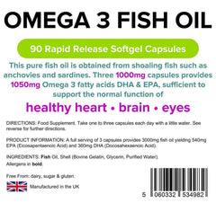 Omega 3 Fish Oil (30% DHA-EPA) 1000mg capsules (90 pack) - Authentic Vitamins