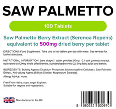 Saw Palmetto 500mg Tablets (100 pack) - Authentic Vitamins