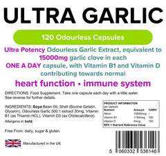 Ultra Garlic 15000mg Odourless Capsules (120 pack) - Authentic Vitamins