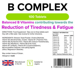 Vitamin B Complex Tablets (100 pack) - Authentic Vitamins