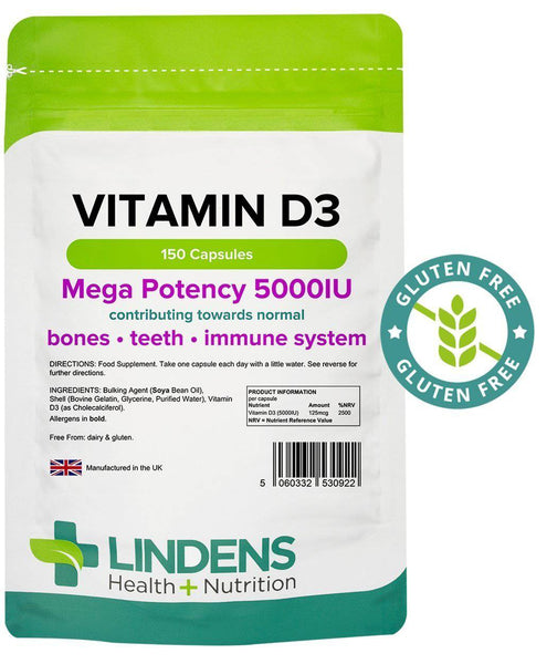 Vitamin D3 5000 IU Capsules (150 pack) - Authentic Vitamins