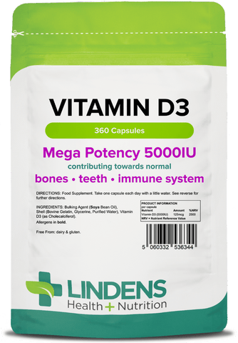 Vitamin D3 5000IU High Strength 360 Soft Gel Capsules, Immune Health - Authentic Vitamins