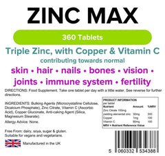 Zinc Max Tablets (360 pack) - Authentic Vitamins