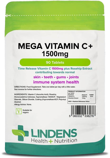 Mega Vitamin C+ 1500mg 90 Tablets - Authentic Vitamins